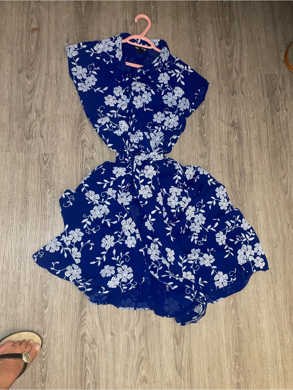 Nina Leonard Navy Blue Floral Maxi Dress
